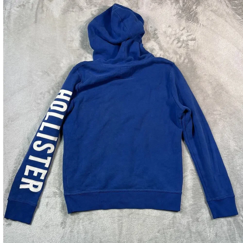Vintage Y2K Hollister Blue Hoodie Sleeve Hit Big Logo Size Small